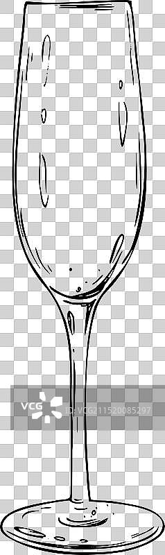 细长优雅的空香槟酒杯线条艺术图片素材