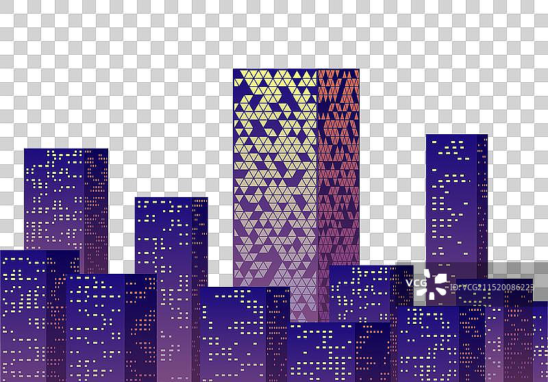 商业城市中带有摩天大楼的霓虹之夜图片素材