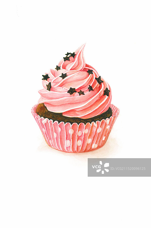 水彩手绘粉色甜品蛋糕图片素材