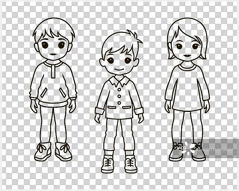 可爱的动漫女孩和男孩（漫画风格）图片素材