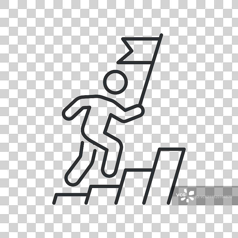 攀登楼梯与旗帜人物图标图片素材