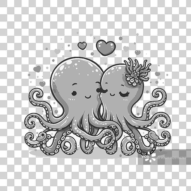 可爱的章鱼爱心素材图片素材