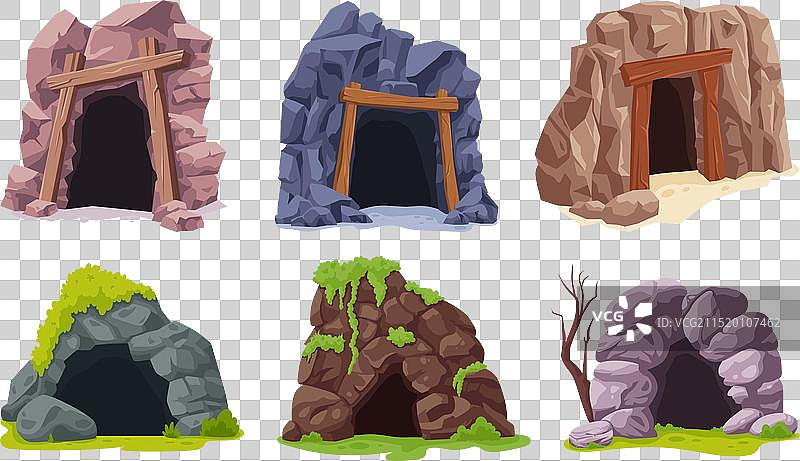 卡通洞穴入口或金矿图片素材
