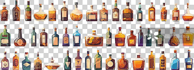 卡通酒精饮料瓶酒吧菜单图片素材