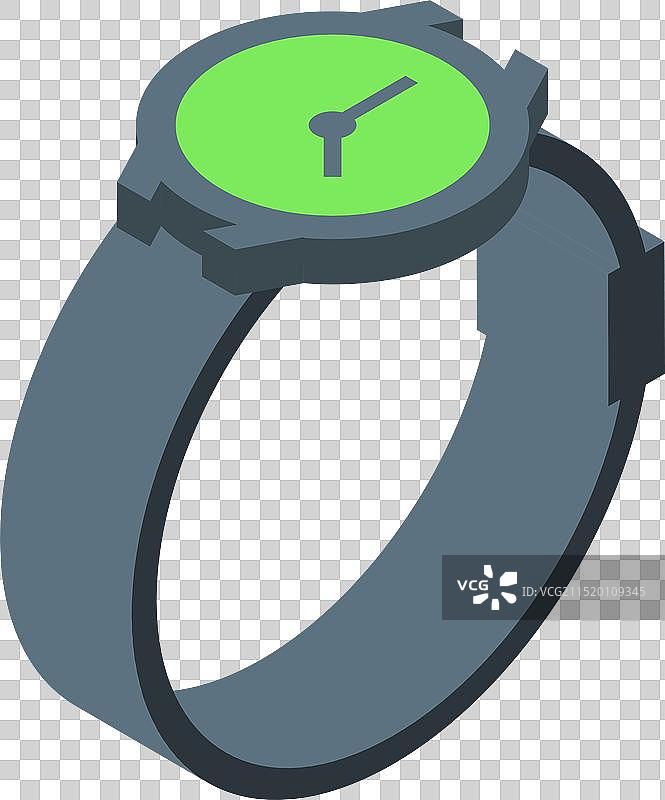 显示时间流逝的绿色钟表面图片素材