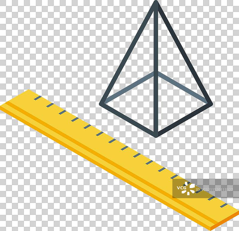 测量三角形金字塔形状的木制尺子图片素材