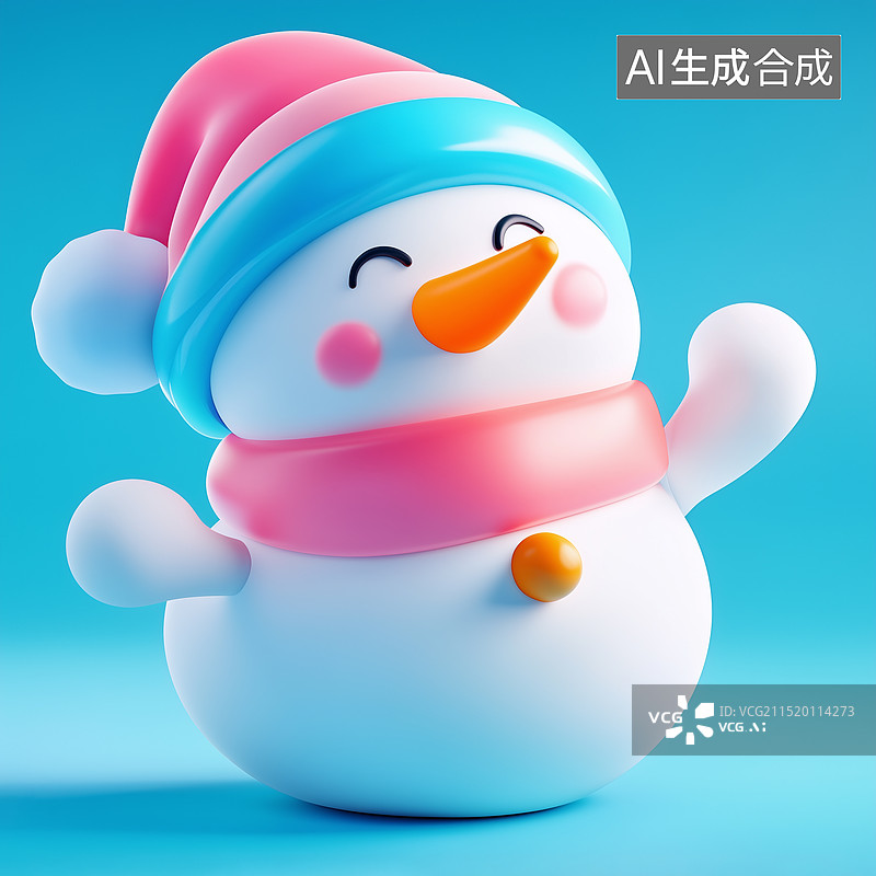 【AI数字艺术】3D卡通雪人图片素材