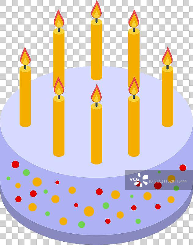带有七根燃烧蜡烛的生日蛋糕图片素材