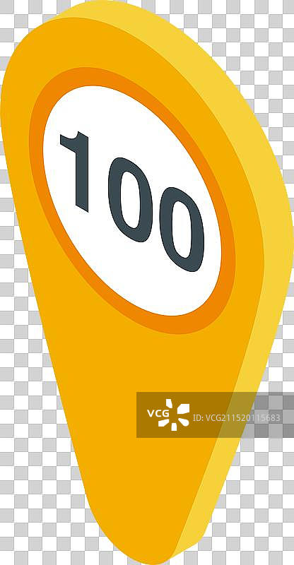 数字100黄色定位图钉图片素材