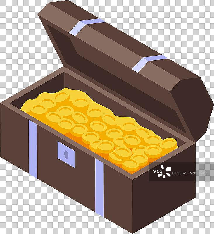 装满金币的旧木箱正在打开图片素材