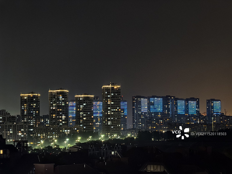 青岛黄岛城市夜景图片素材