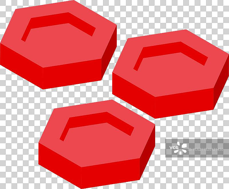 漂浮的三个红色六边形图片素材