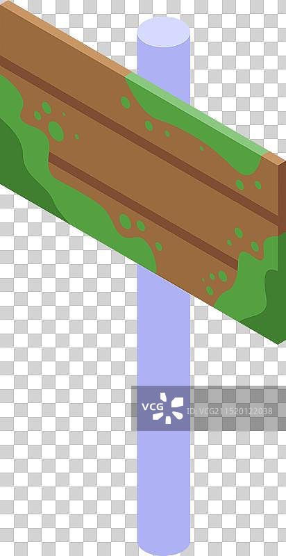 覆盖着绿色苔藓的旧木制空白路标图片素材