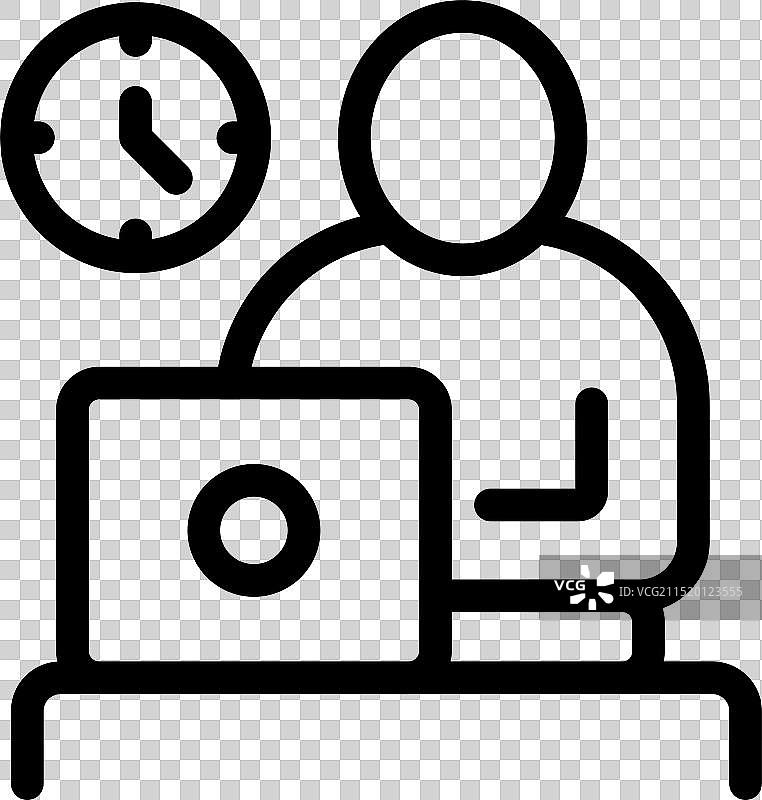 在笔记本电脑上管理时间的办公室工作人员图片素材