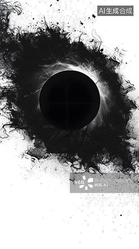 【AI数字艺术】中国风水墨黑白插画图片素材