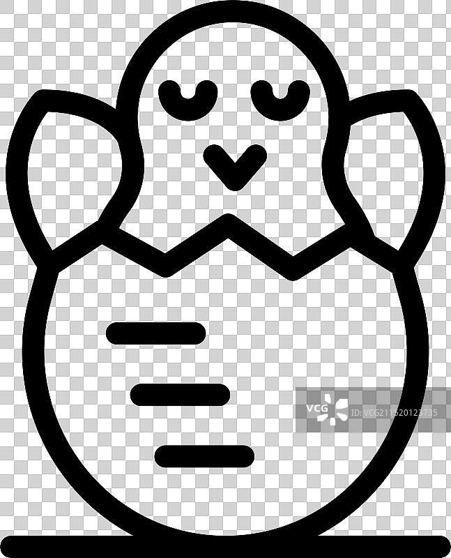 可爱的雏鸟破壳而出卡通图标图片素材