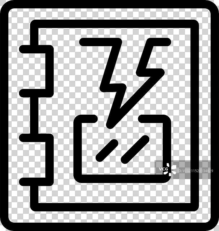 显示电源的带保险丝盒图标的配电盘图片素材