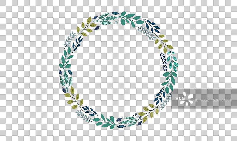 圆形简约扁平植物框架图片素材