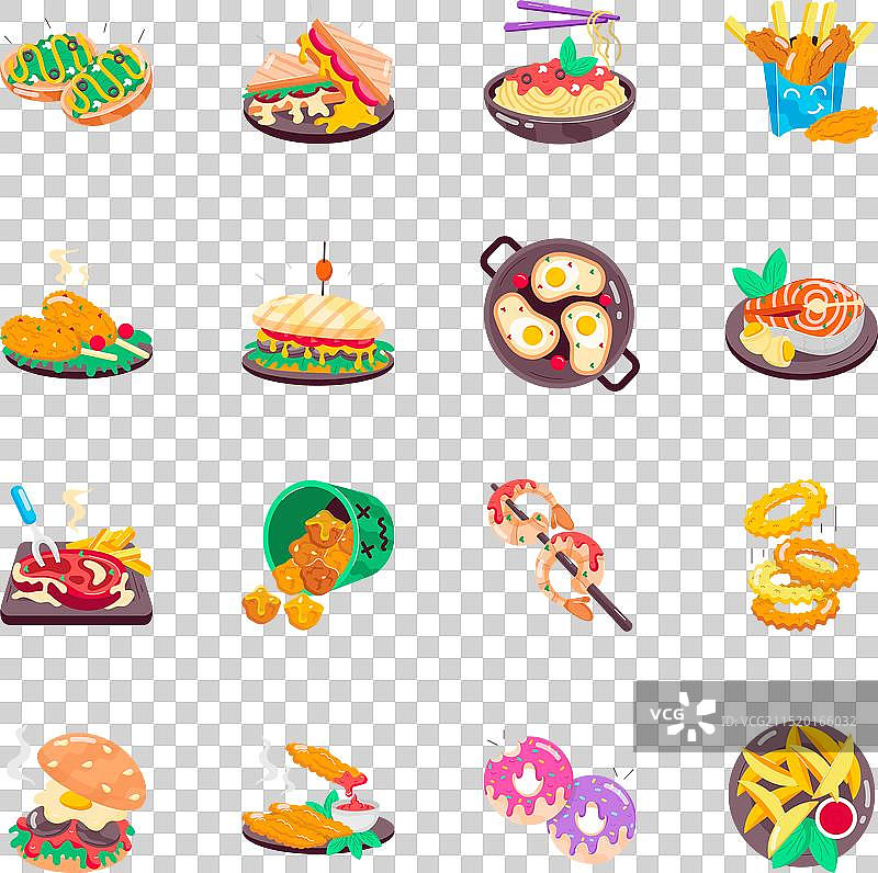 餐厅和街头食品扁平风格网页合集图片素材