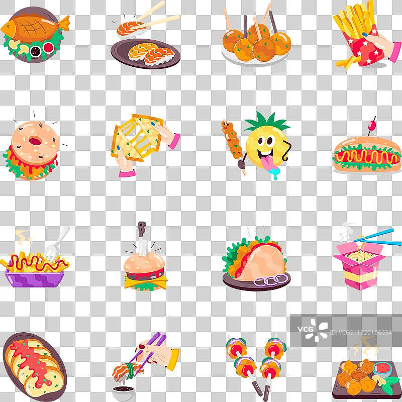 美味佳肴扁平风贴纸网页素材图片素材