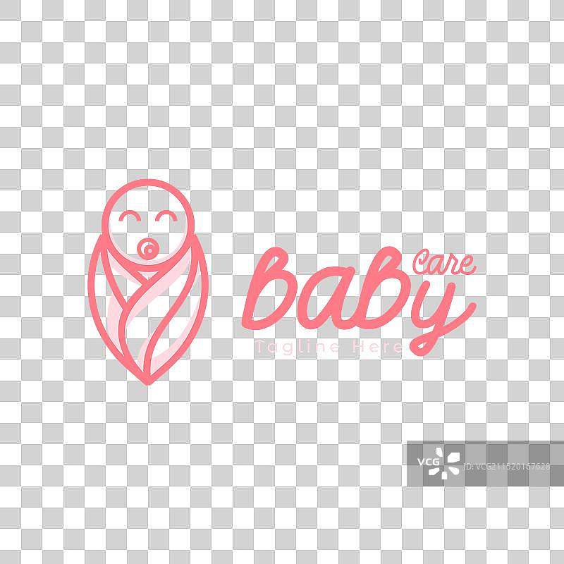 带有树叶图标的婴儿护理标志设计图片素材