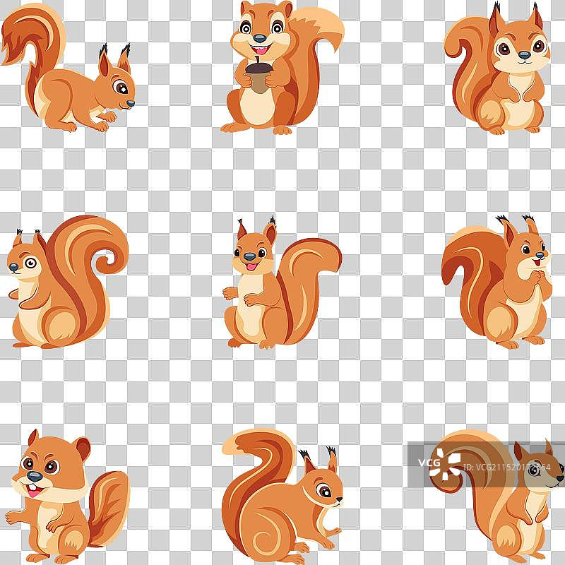 可爱的花栗鼠扁平图标合集图片素材