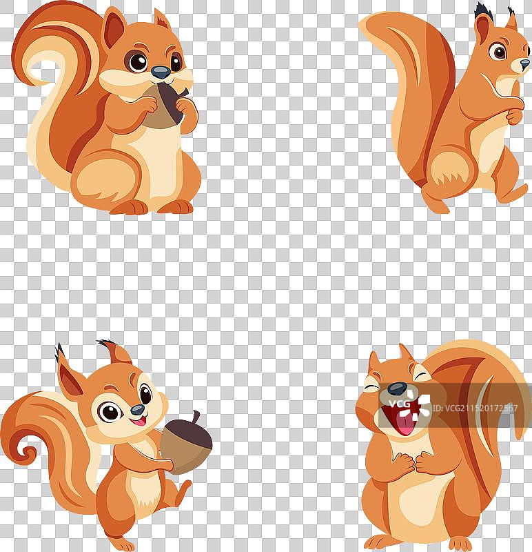 快乐松鼠扁平图标合集图片素材