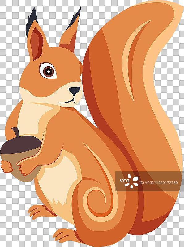 松鼠吃橡子的扁平化图标图片素材