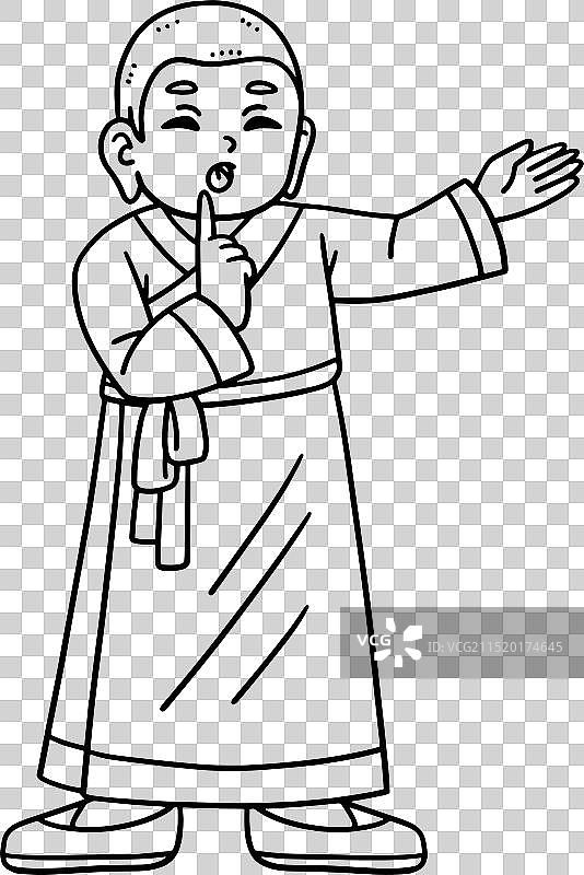 佛教僧侣做安静手势图片素材