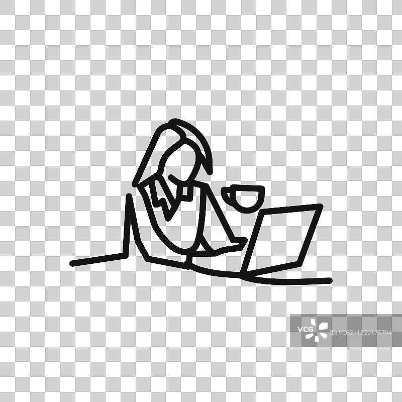 商务女人喝咖啡图标logo标志轮廓图片素材