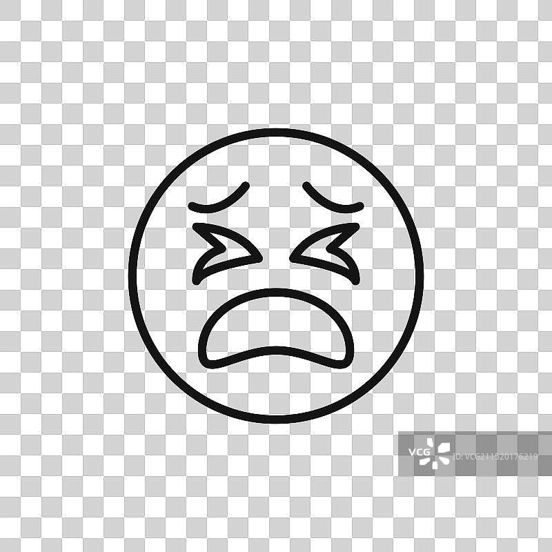 疲惫哭泣的表情符号轮廓图标图片素材