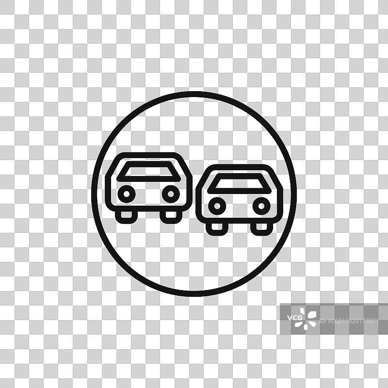 禁止超车图标标志轮廓图片素材