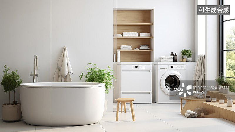 【AI数字艺术】室内现代卫浴背景图片素材