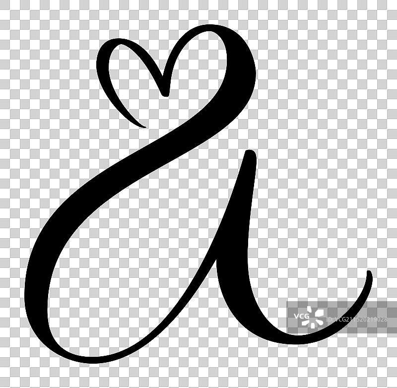 书法字体logo爱情字母A图片素材