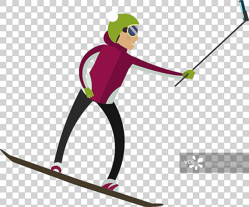 乘坐雪橇的男游客图片素材