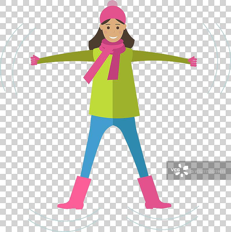 女人制作雪天使图标图片素材