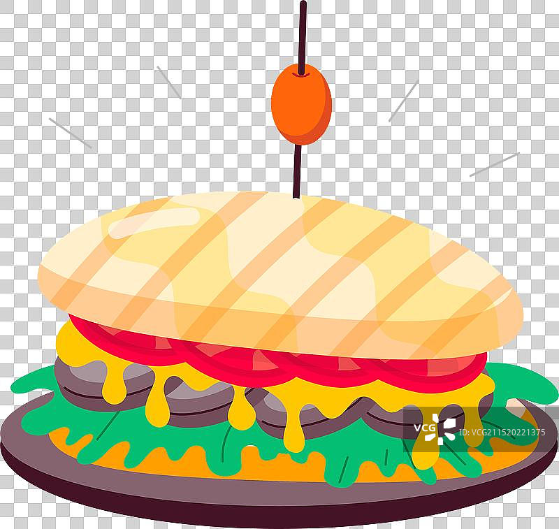 扁平风格潜艇三明治贴纸图片素材