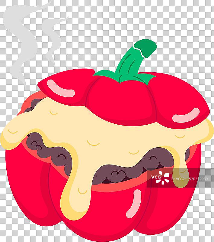 扁平风格的酿辣椒贴纸图片素材