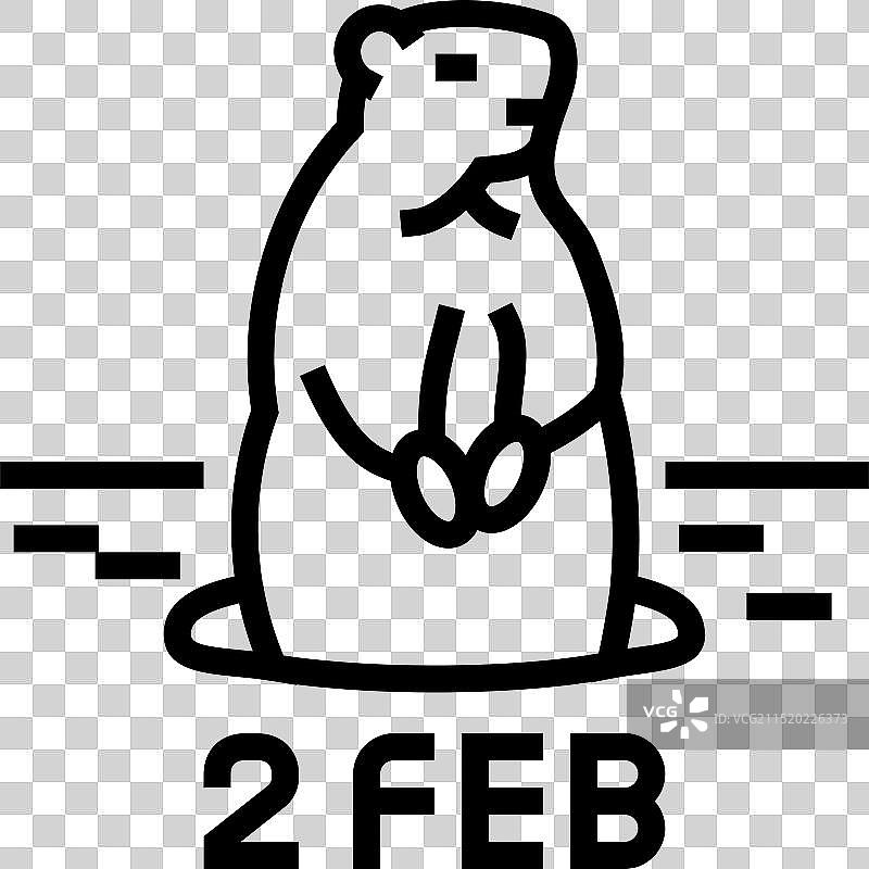 美国土拨鼠日节日线性图标图片素材