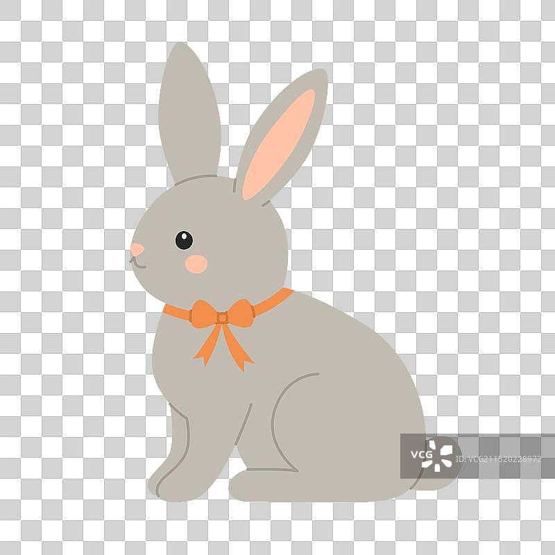 戴着蝴蝶结的可爱小兔子图片素材