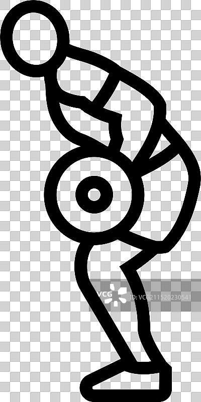 俯身划船手臂健身运动线条图标图片素材