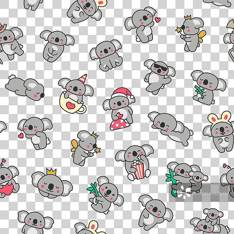 可爱卡通考拉无缝图案图片素材