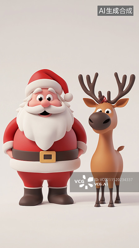 【AI数字艺术】卡通可爱圣诞节插画图片素材