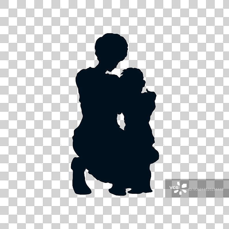 母亲拥抱孩子剪影图片素材