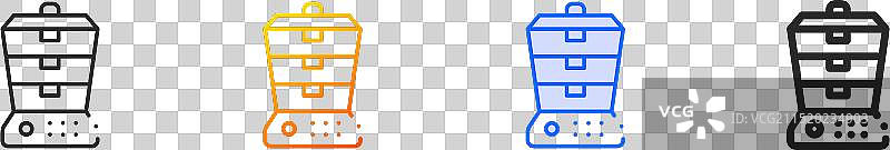 双层锅图标，纤细线性渐变蓝色图片素材