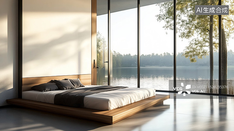 【AI数字艺术】现代极简家居卧室场景图片素材