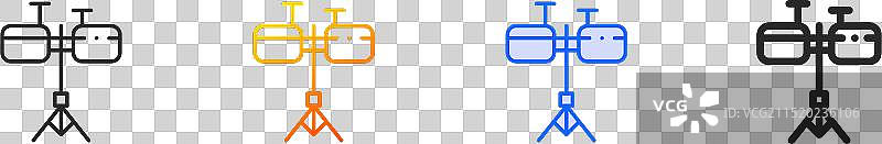 蓝色渐变描边的鼓组图标图片素材