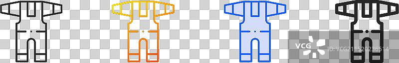 背带裤图标细线性渐变蓝色描边图片素材