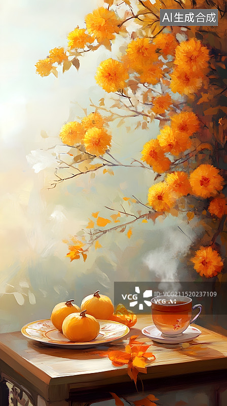 【AI数字艺术】寒露节气3D风格插画海报图片素材