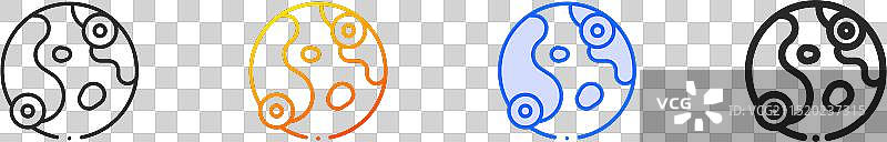 地震图标线性渐变蓝色描边图片素材